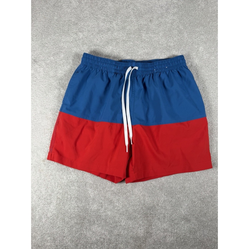 Chubbies Swim Trunks Mens Large Blue Red Colorblock 5.5 Inseam Lined Quick Dry